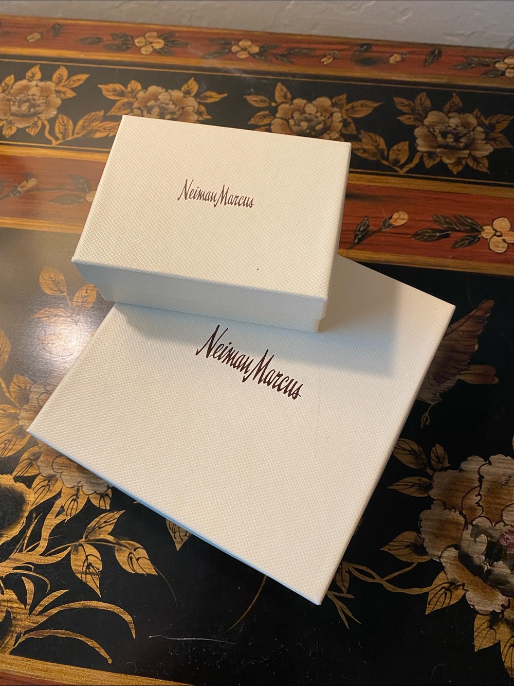 Neiman Marcus White Jewelry Boxes with Logo - Set of 2